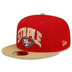 San Francisco 49ers New Era NFL x Staple Collection 59FIFTY Fitted Hat - Scarlet/Gold Hats