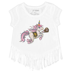 San Diego Padres Tiny Turnip Girls Youth Unicorn Fringe T-Shirt - White T-shirts