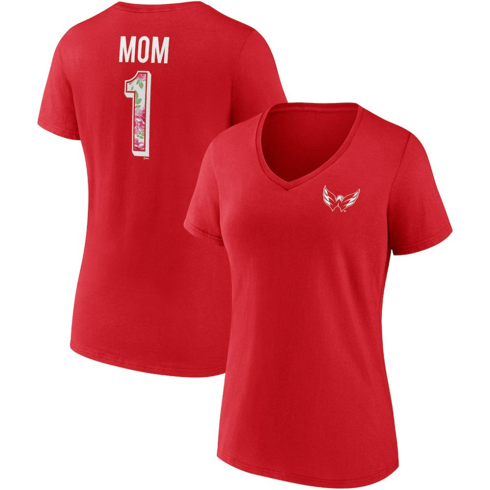 Washington Capitals Fanatics Women's Team Mother's Day V-Neck T-Shirt - Red | US 4720201