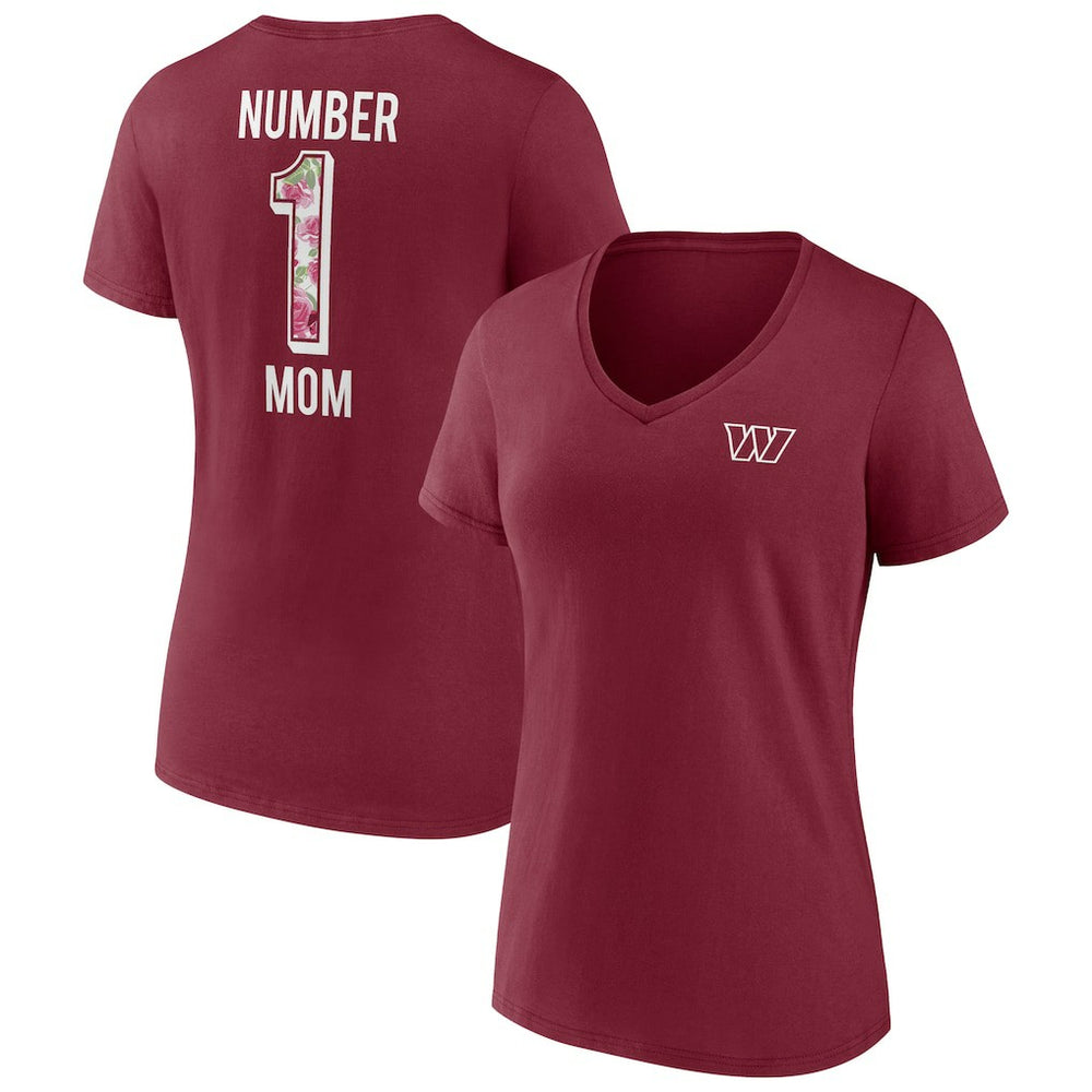 Washington Commanders Women's Team Mother's Day V-Neck T-Shirt - Burgundy T-shirts