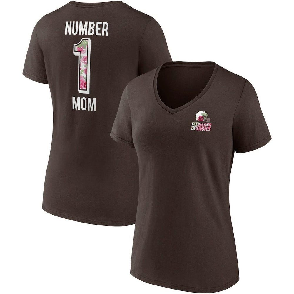 Cleveland Browns Women's Team Mother's Day V-Neck T-Shirt - Brown T-shirts