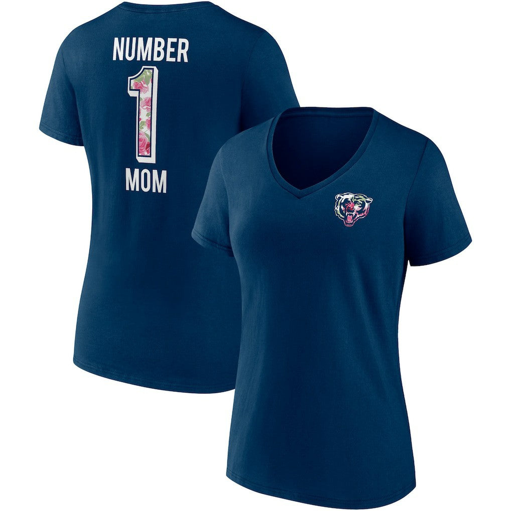 Chicago Bears Women's Team Mother's Day V-Neck T-Shirt - Navy T-shirts