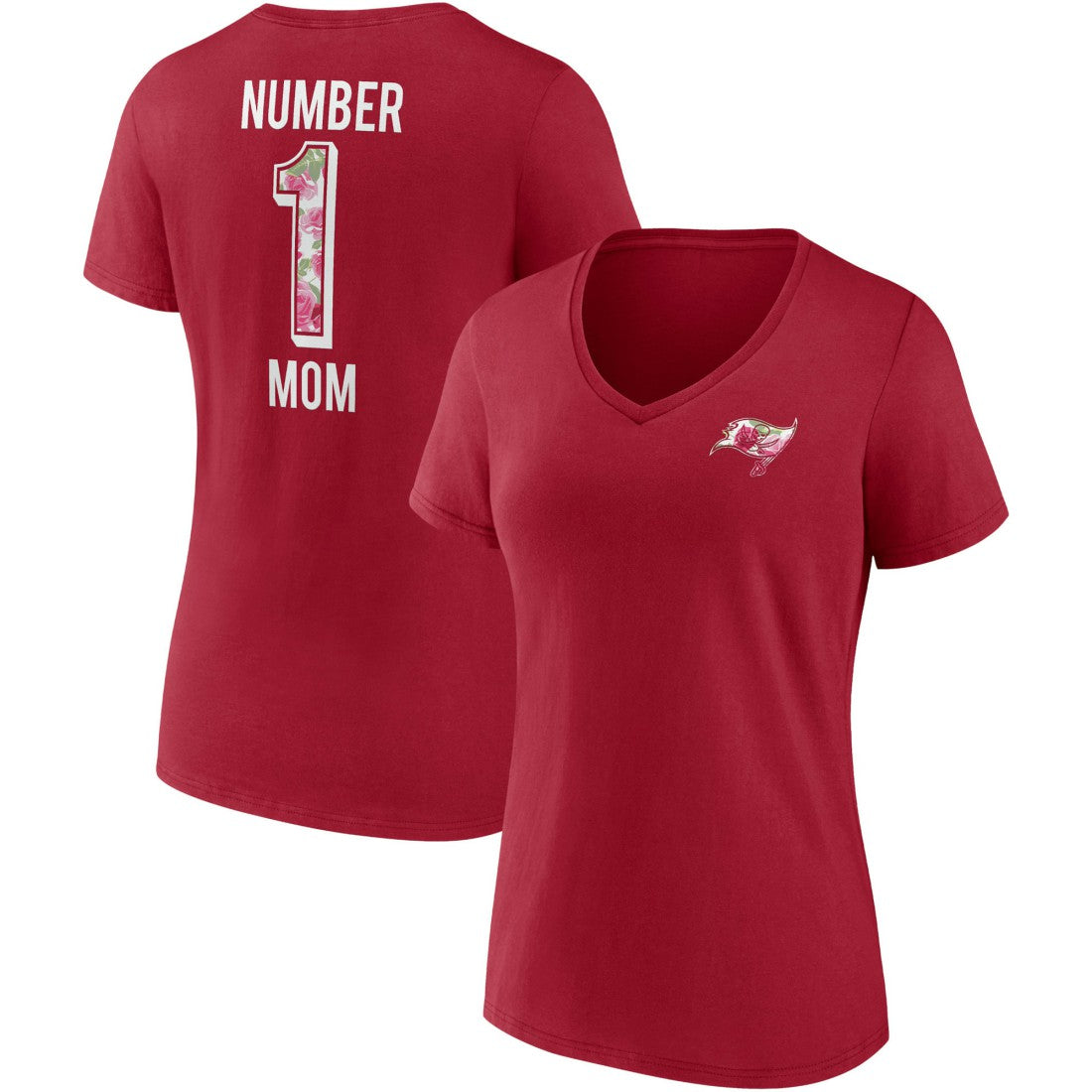 Tampa Bay Buccaneers Women's Team Mother's Day V-Neck T-Shirt - Red T-shirts