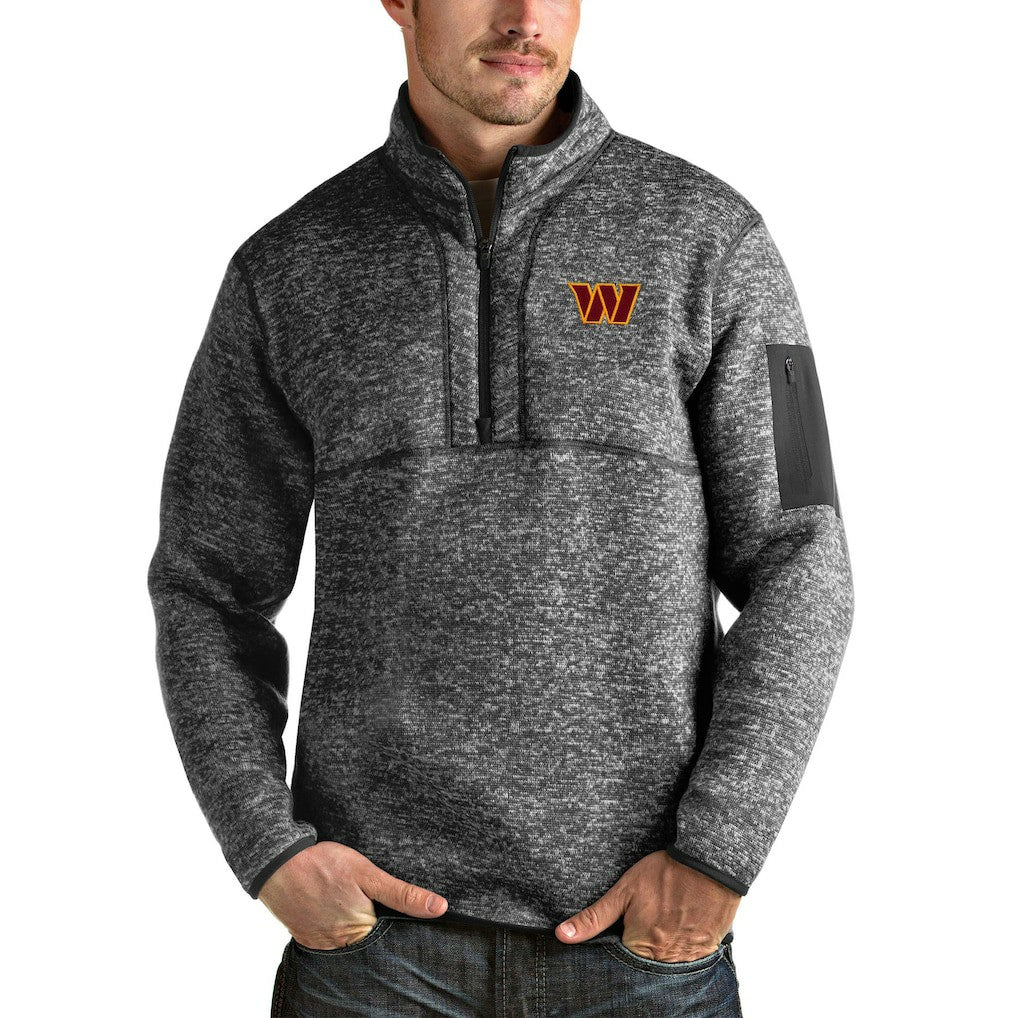 Washington Commanders Antigua Fortune Quarter-Zip Pullover Jacket - Heathered Charcoal Pullover