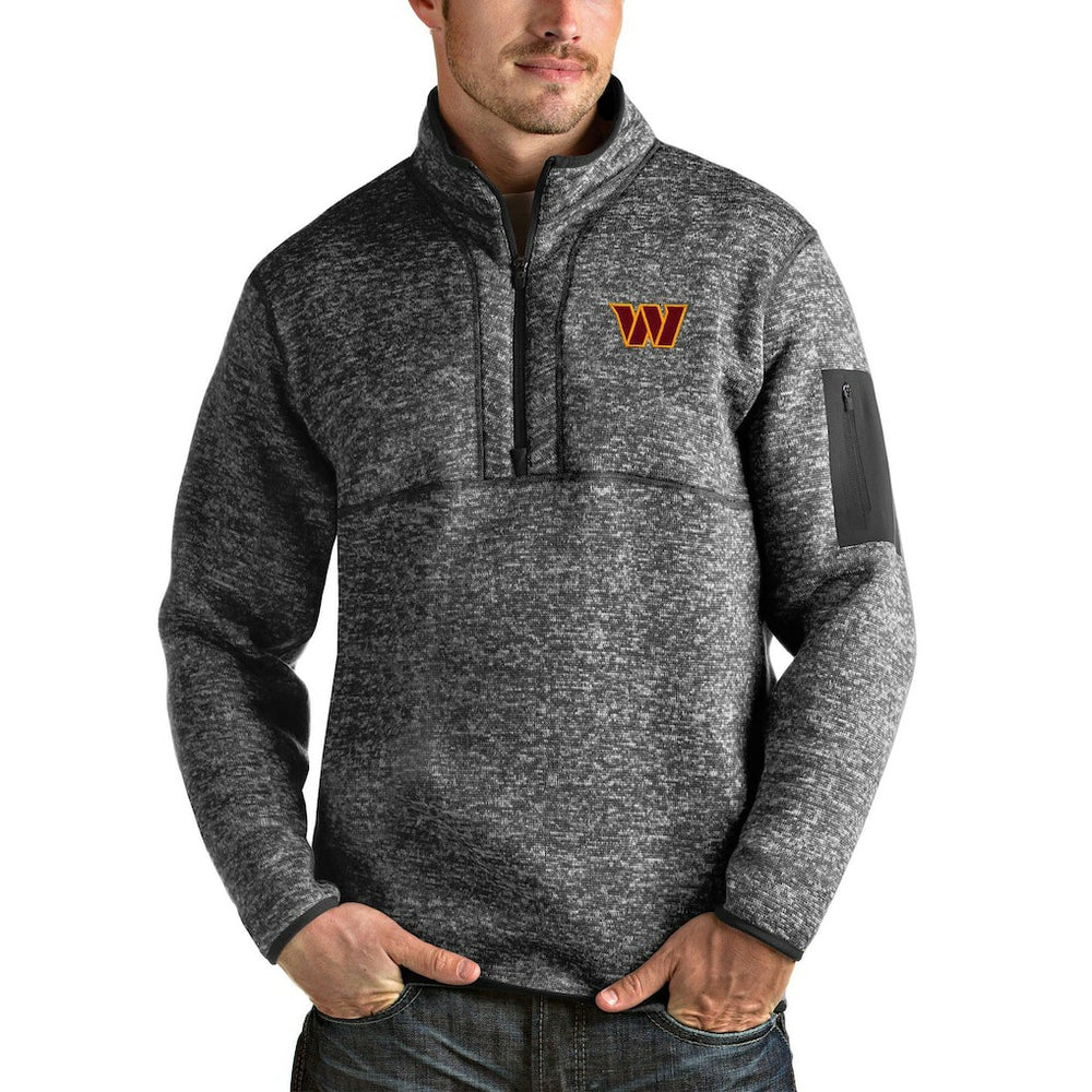 Washington Commanders Antigua Fortune Quarter-Zip Pullover Jacket - Heathered Charcoal Pullover