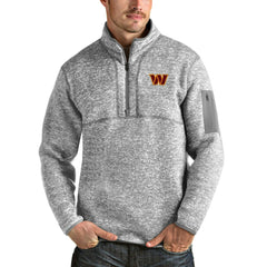 Washington Commanders Antigua Fortune Quarter-Zip Pullover Jacket - Heathered Gray Pullover