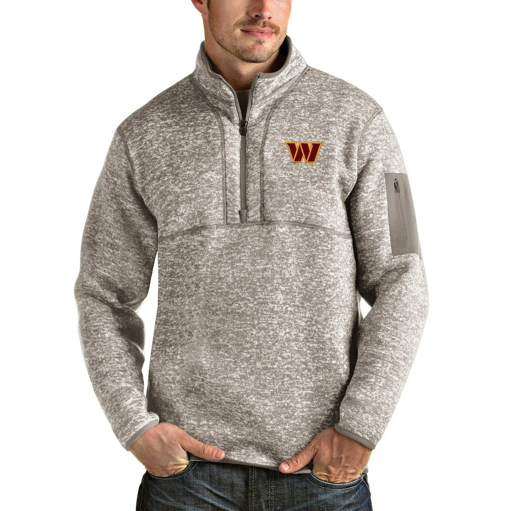 Washington Commanders Antigua Fortune Quarter-Zip Pullover Jacket - Oatmeal Pullover