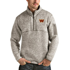 Washington Commanders Antigua Fortune Quarter-Zip Pullover Jacket - Oatmeal Pullover