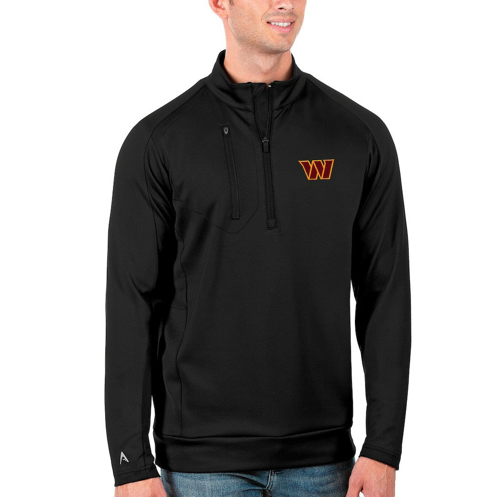 Washington Commanders Antigua Generation Quarter-Zip Pullover Top - Black Pullover