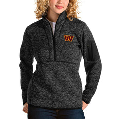 Washington Commanders Antigua Women's Fortune Quarter-Zip Pullover Jacket - Heathered Black Pullover