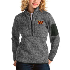 Washington Commanders Antigua Women's Fortune Quarter-Zip Pullover Jacket - Heathered Charcoal Pullover