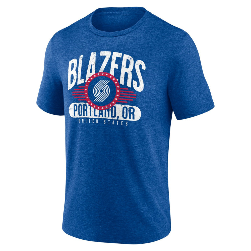 Portland Trail Blazers Badge of Honor Tri-Blend T-Shirt Royal