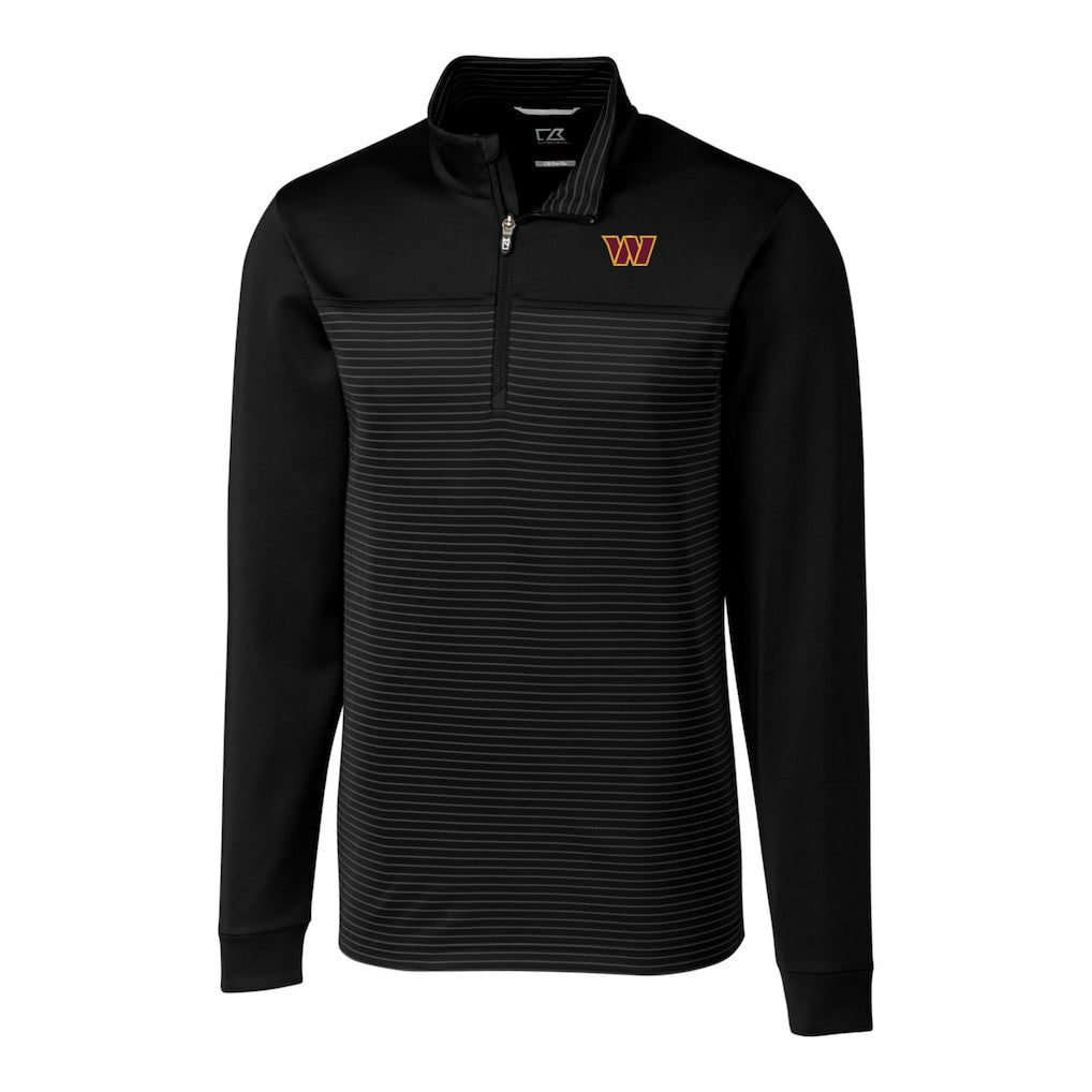 Washington Commanders Cutter & Buck Traverse DryTec Stripe Stretch Quarter-Zip Jacket - Black Jackets