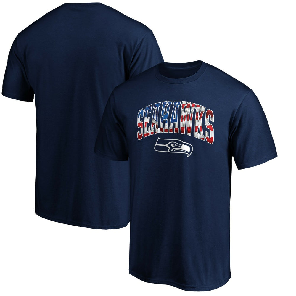 Seattle Seahawks Banner Wave Logo T-Shirt - College Navy T-shirts