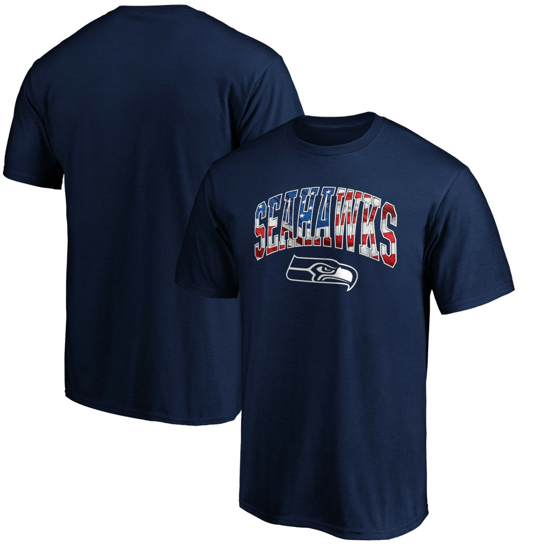 Seattle Seahawks Banner Wave Logo T-Shirt - College Navy T-shirts