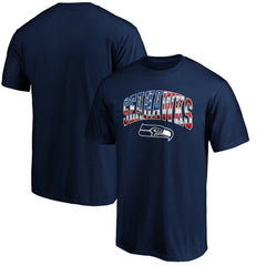 Seattle Seahawks Banner Wave Logo T-Shirt - College Navy T-shirts
