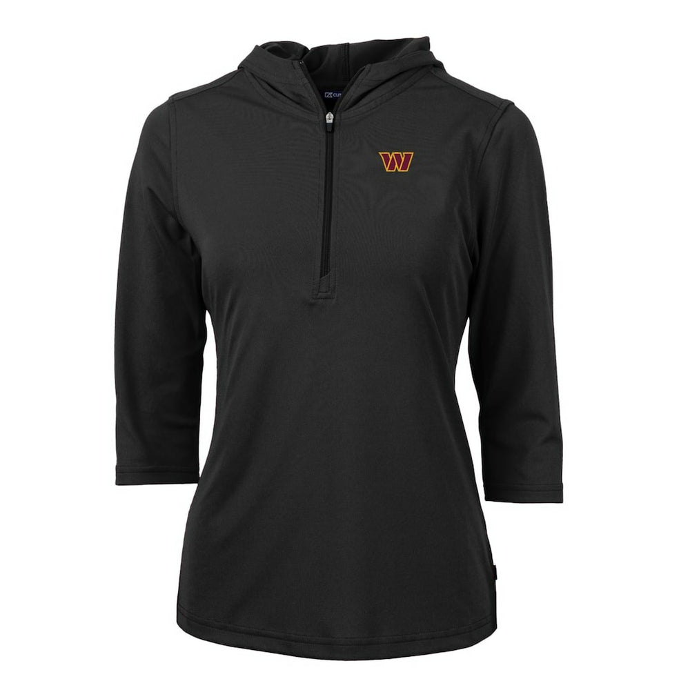 Washington Commanders Cutter & Buck Women's Virtue Eco Pique Half-Zip Pullover Hoodie - Black Hoodies