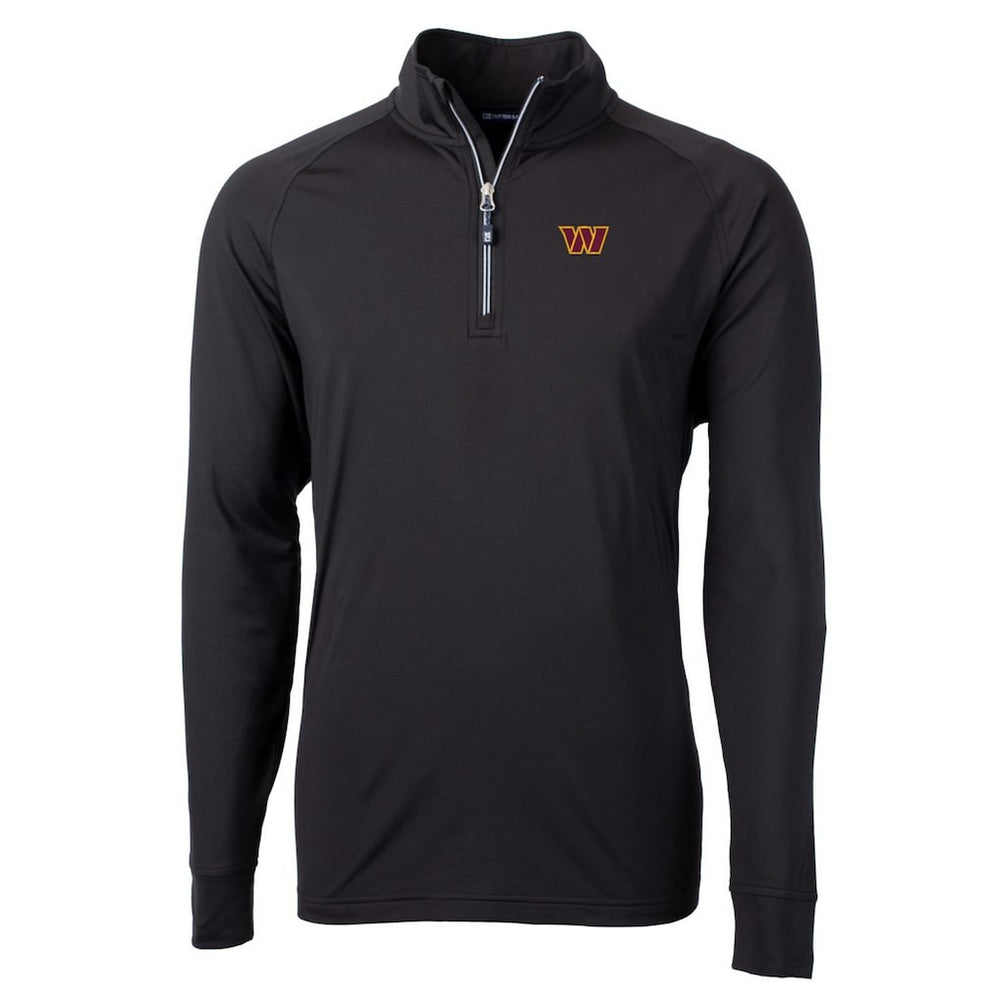 Washington Commanders Cutter & Buck Big & Tall Adapt Eco Knit Stretch Quarter-Zip Pullover Jacket - Black Pullover