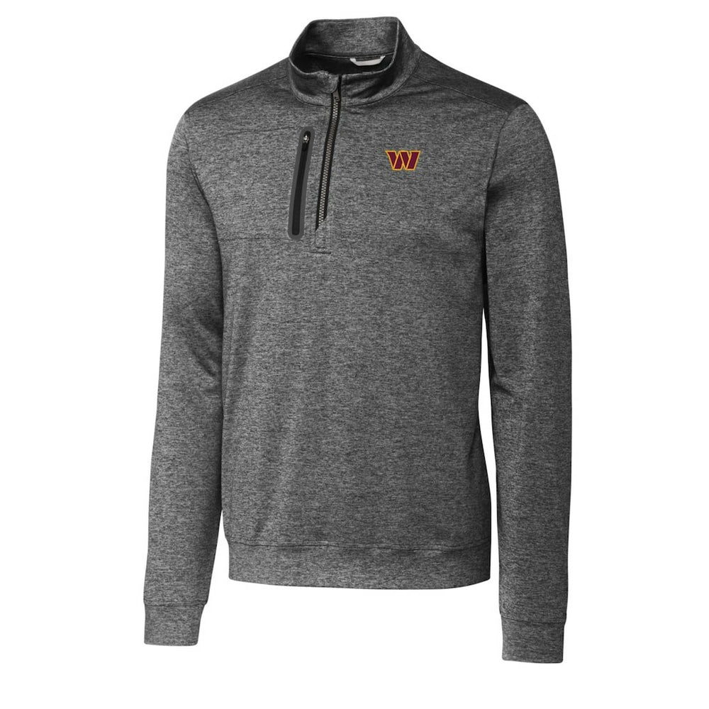 Washington Commanders Cutter & Buck Big & Tall Stealth Heathered Quarter-Zip Pullover Jacket - Charcoal Pullover