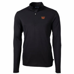 Washington Commanders Cutter & Buck Big & Tall Virtue Eco Pique Quarter-Zip Pullover Jacket - Black Pullover