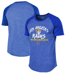 Los Angeles Rams Majestic Threads 2-Time Super Bowl Champions Tri-Blend Raglan T-Shirt - Royal T-shirts