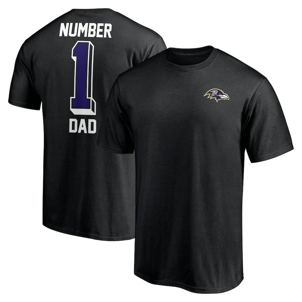 Baltimore Ravens Number One Dad T-Shirt - Black T-shirts