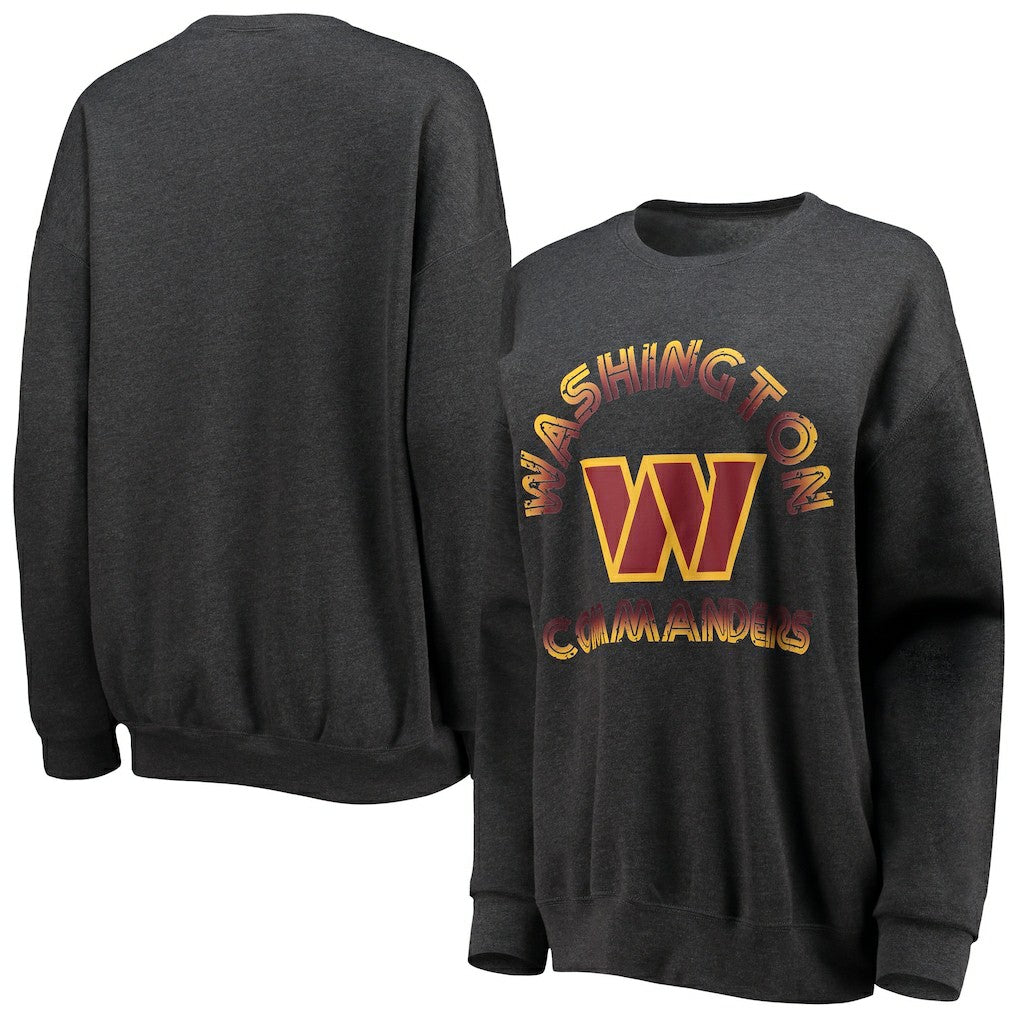 Washington Commanders WEAR by Erin Andrews Women's Oversized Fleece Pullover Sweatshirt - Heathered Charcoal Pullover