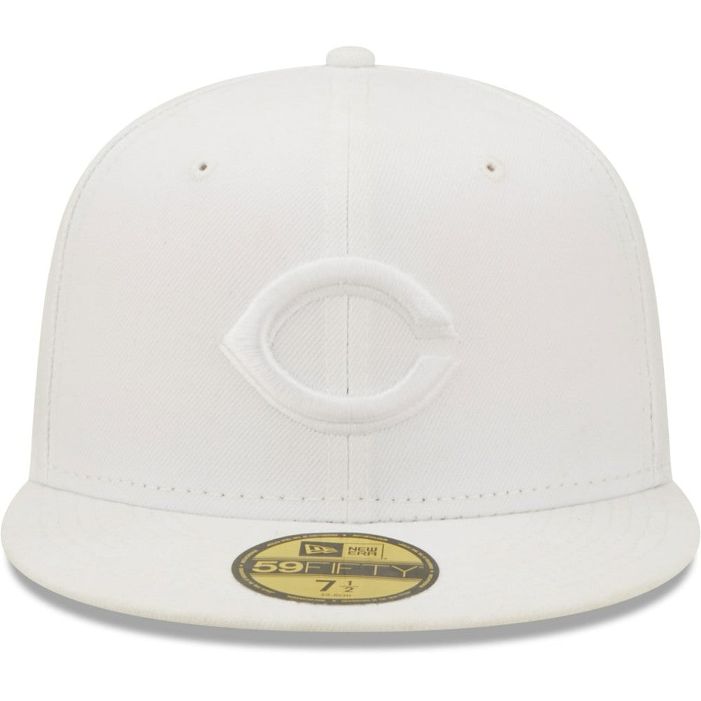 Cincinnati Reds New Era White on White 59FIFTY Fitted Hat Hats