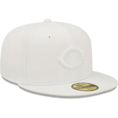 Cincinnati Reds New Era White on White 59FIFTY Fitted Hat Hats