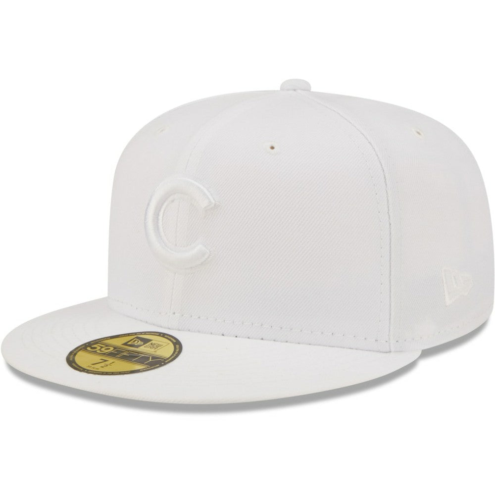 Chicago Cubs New Era White on White 59FIFTY Fitted Hat Hats