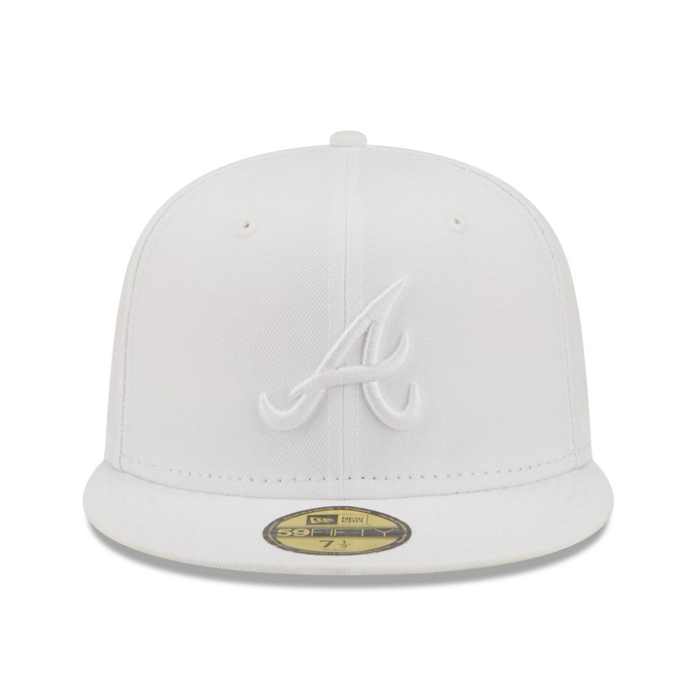Atlanta Braves New Era White on White 59FIFTY Fitted Hat Hats