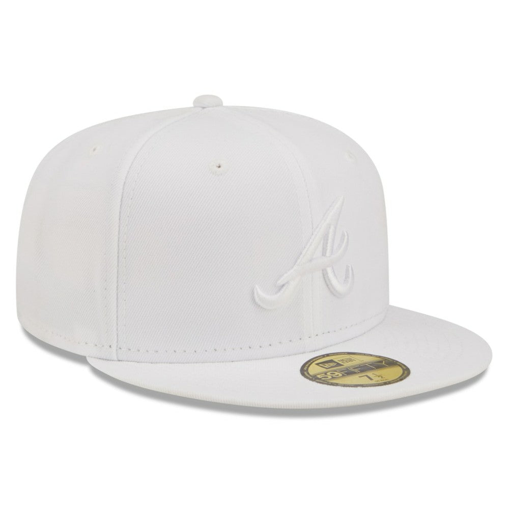 Atlanta Braves New Era White on White 59FIFTY Fitted Hat Hats