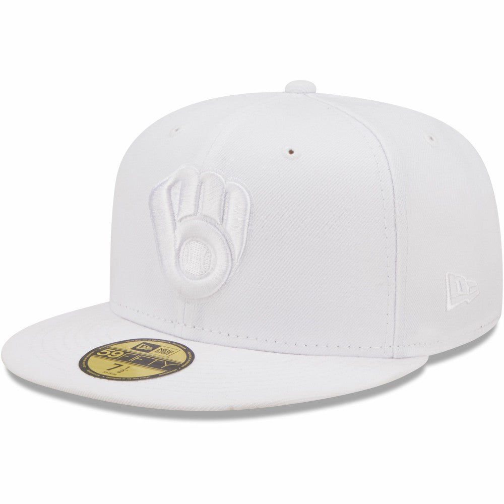 Milwaukee Brewers New Era White on White 59FIFTY Fitted Hat Hats