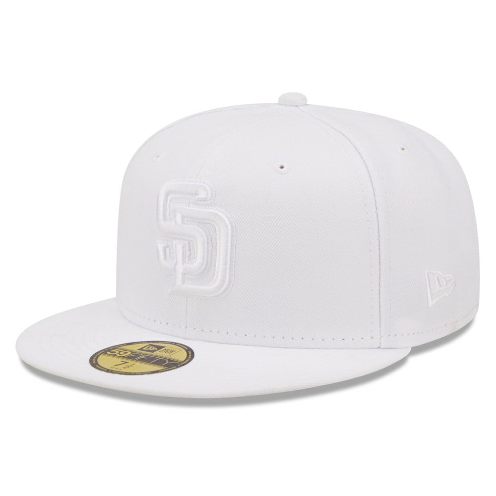 San Diego Padres New Era White on White 59FIFTY Fitted Hat Hats
