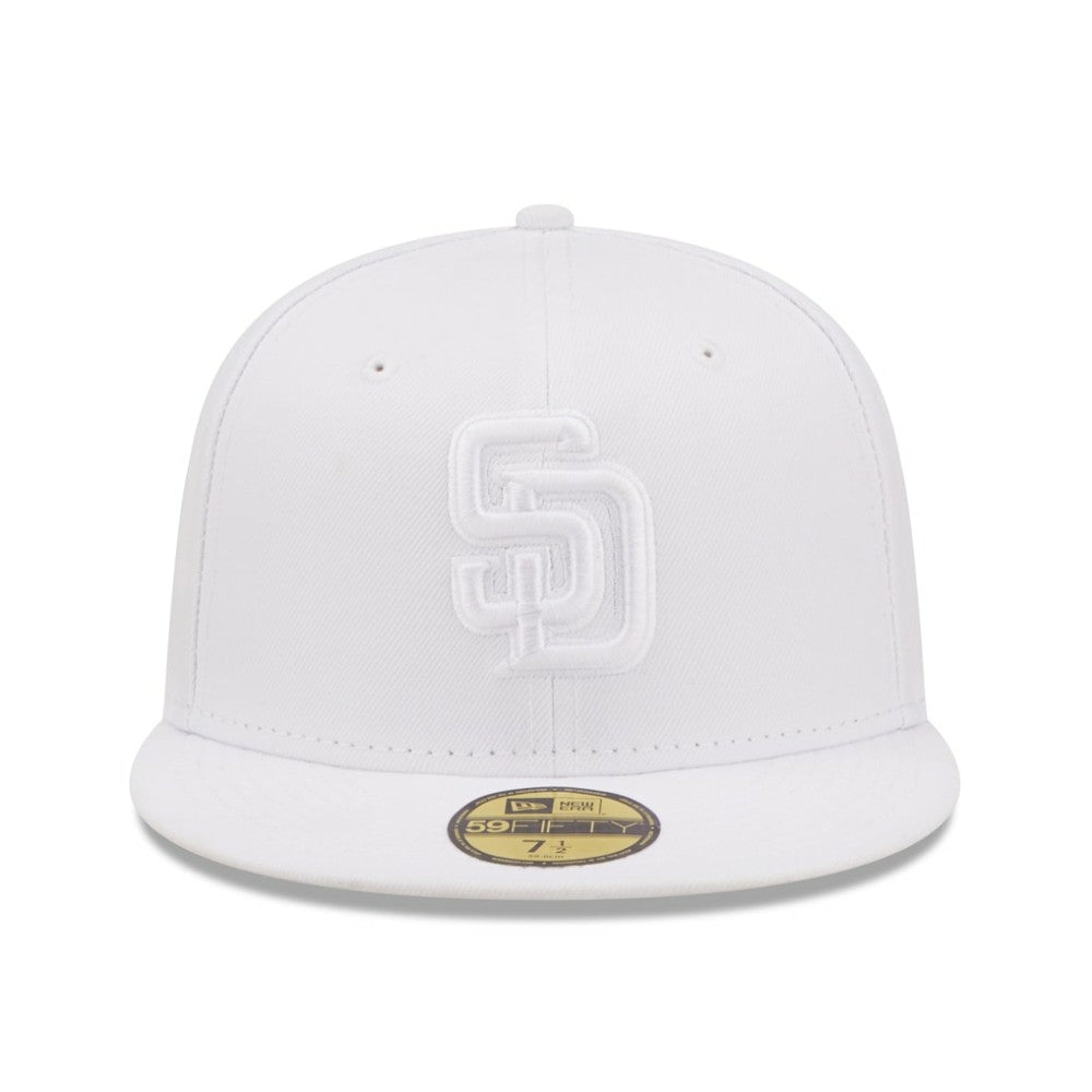 San Diego Padres New Era White on White 59FIFTY Fitted Hat Hats