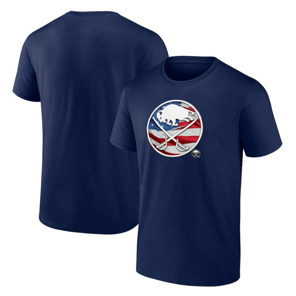 Buffalo Sabres Banner Wave Logo T-Shirt - Navy | US 4732359