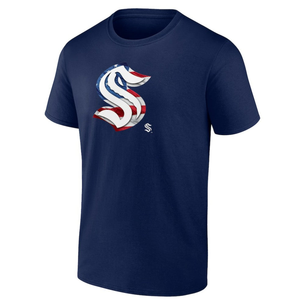 Seattle Kraken Banner Wave T-Shirt - Deep Sea Blue | US 4732360