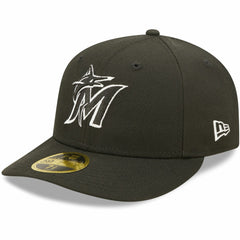 Miami Marlins New Era Black & White Low Profile 59FIFTY Fitted Hat Hats