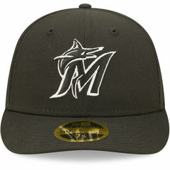 Miami Marlins New Era Black & White Low Profile 59FIFTY Fitted Hat Hats