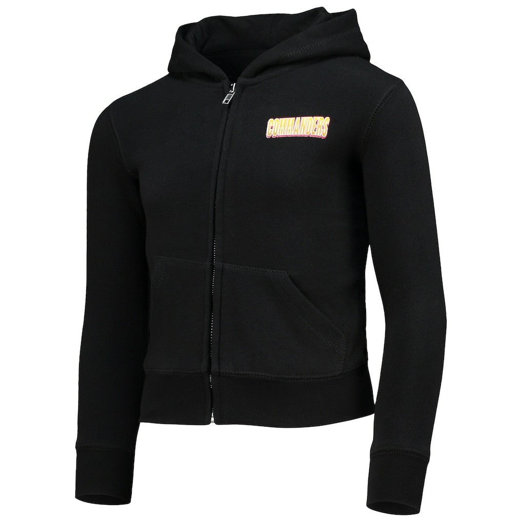 Washington Commanders New Era Girls Youth Full-Zip Hoodie - Black Hoodies