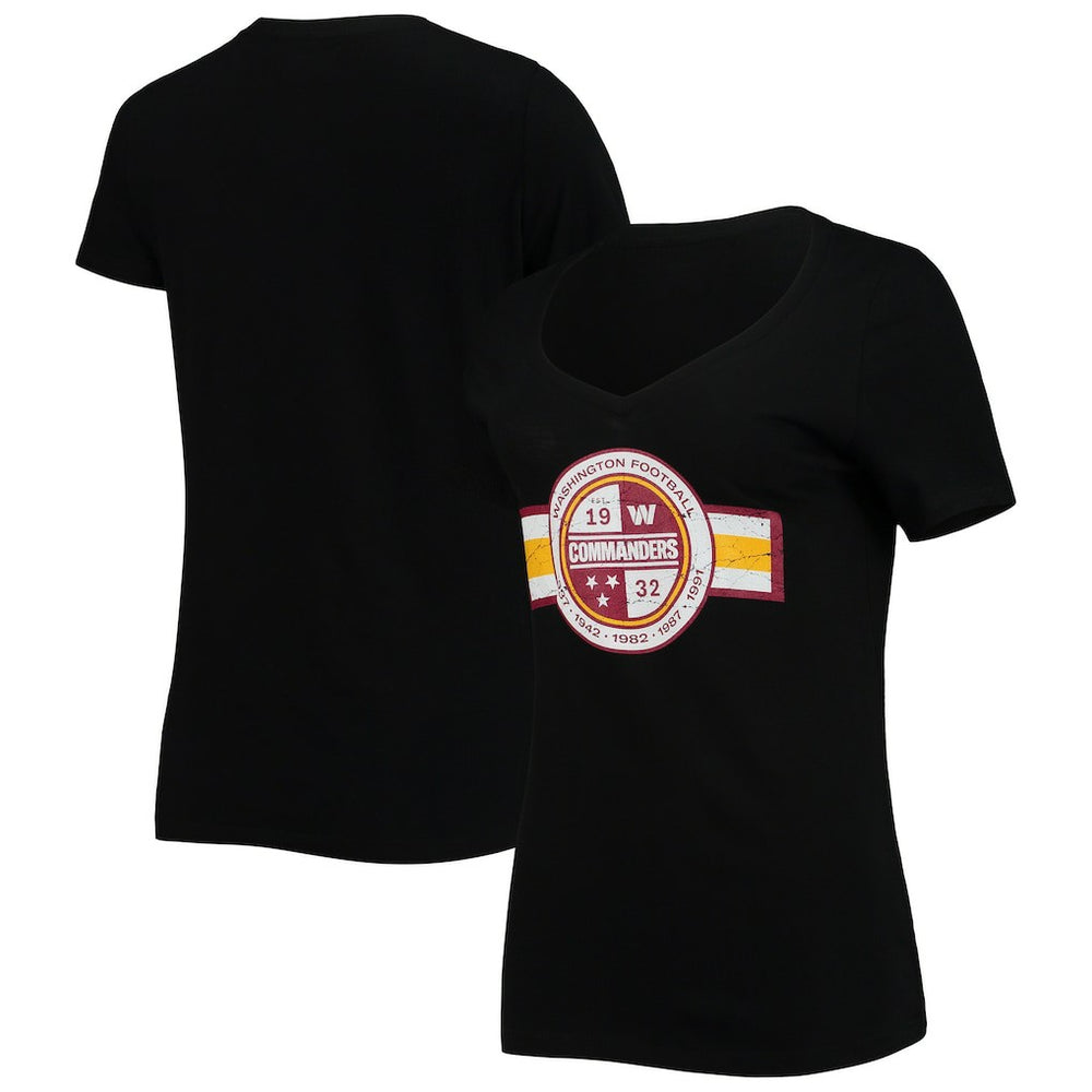 Washington Commanders New Era Women's V-Neck T-Shirt - Black T-shirts