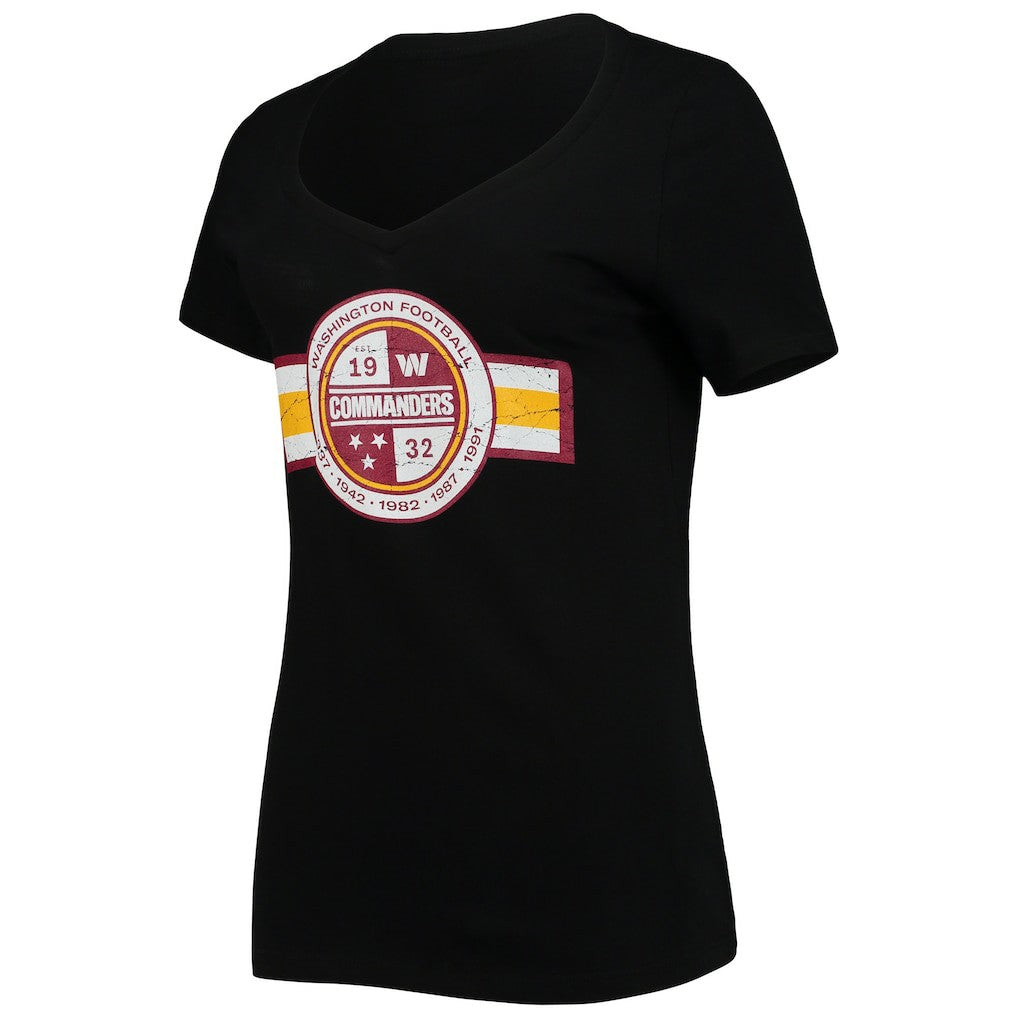 Washington Commanders New Era Women's V-Neck T-Shirt - Black T-shirts