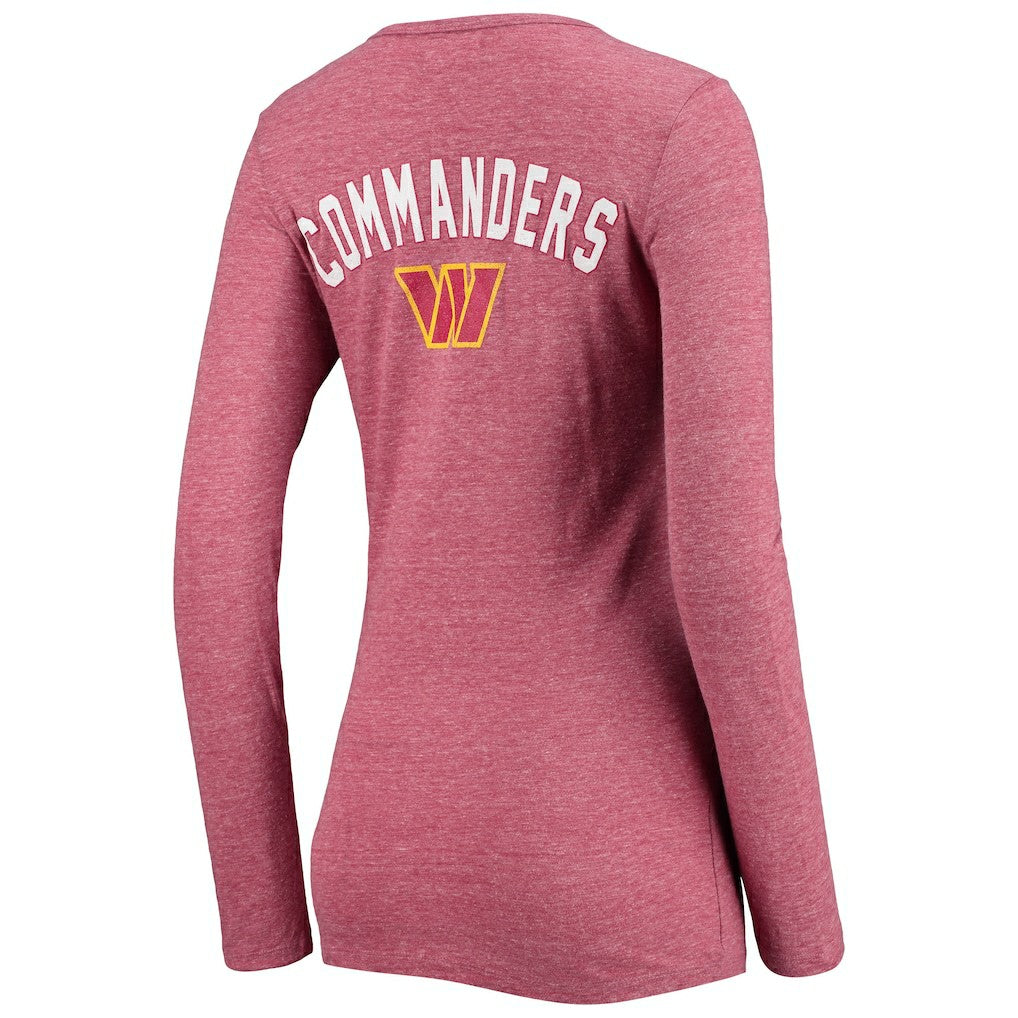 Washington Commanders New Era Women's Scoop Neck Tri-Blend Long Sleeve T-Shirt - Burgundy T-shirts