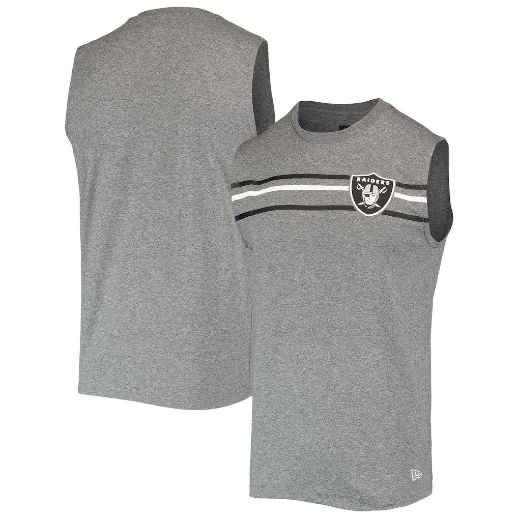 Las Vegas Raiders New Era Brushed Sleeveless Tank Top - Heathered Gray Tops