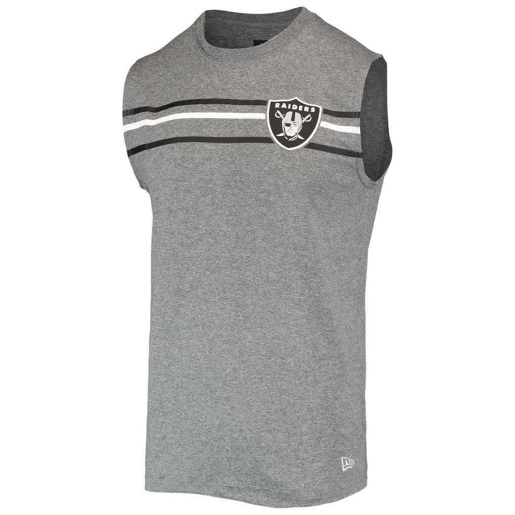 Las Vegas Raiders New Era Brushed Sleeveless Tank Top - Heathered Gray Tops