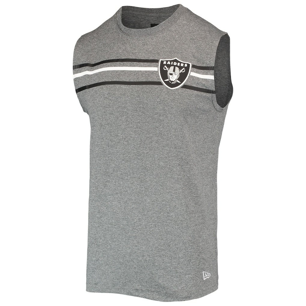 Las Vegas Raiders New Era Brushed Sleeveless Tank Top - Heathered Gray Tops
