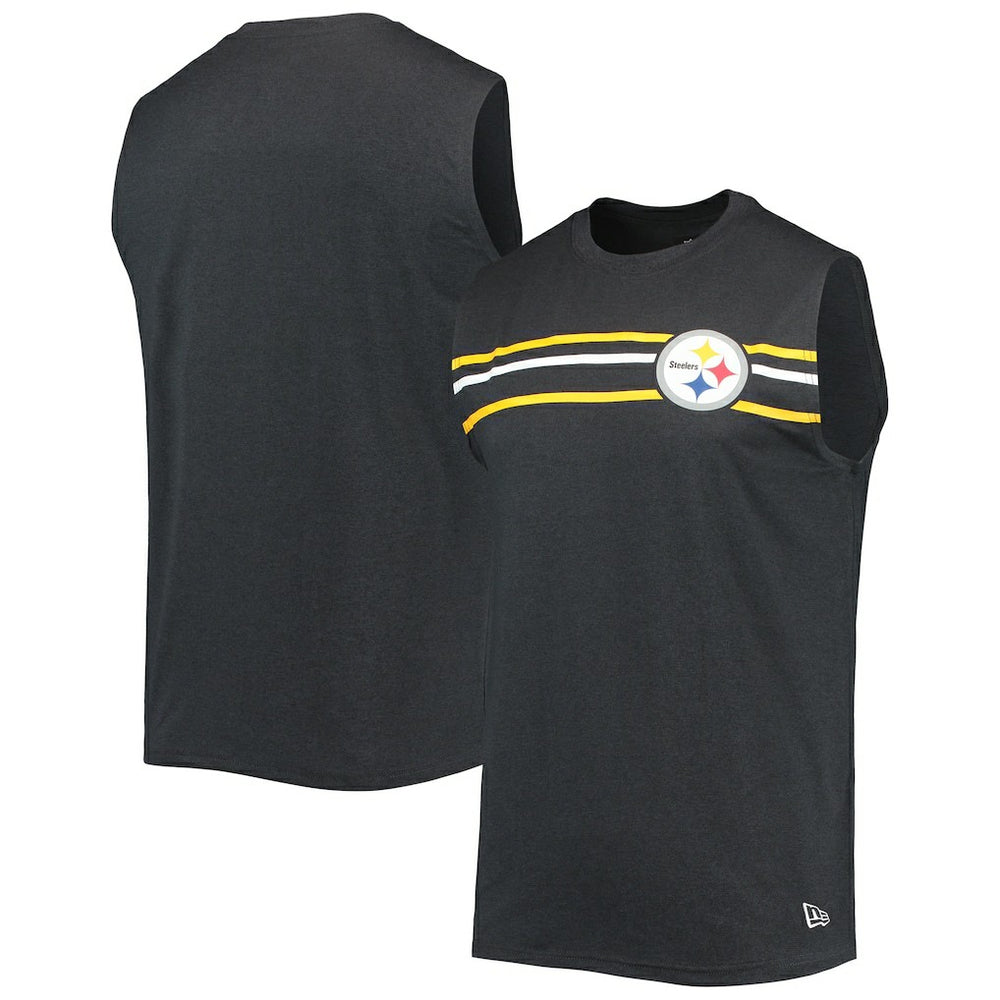 Pittsburgh Steelers New Era Brushed Sleeveless Tank Top - Black Tops