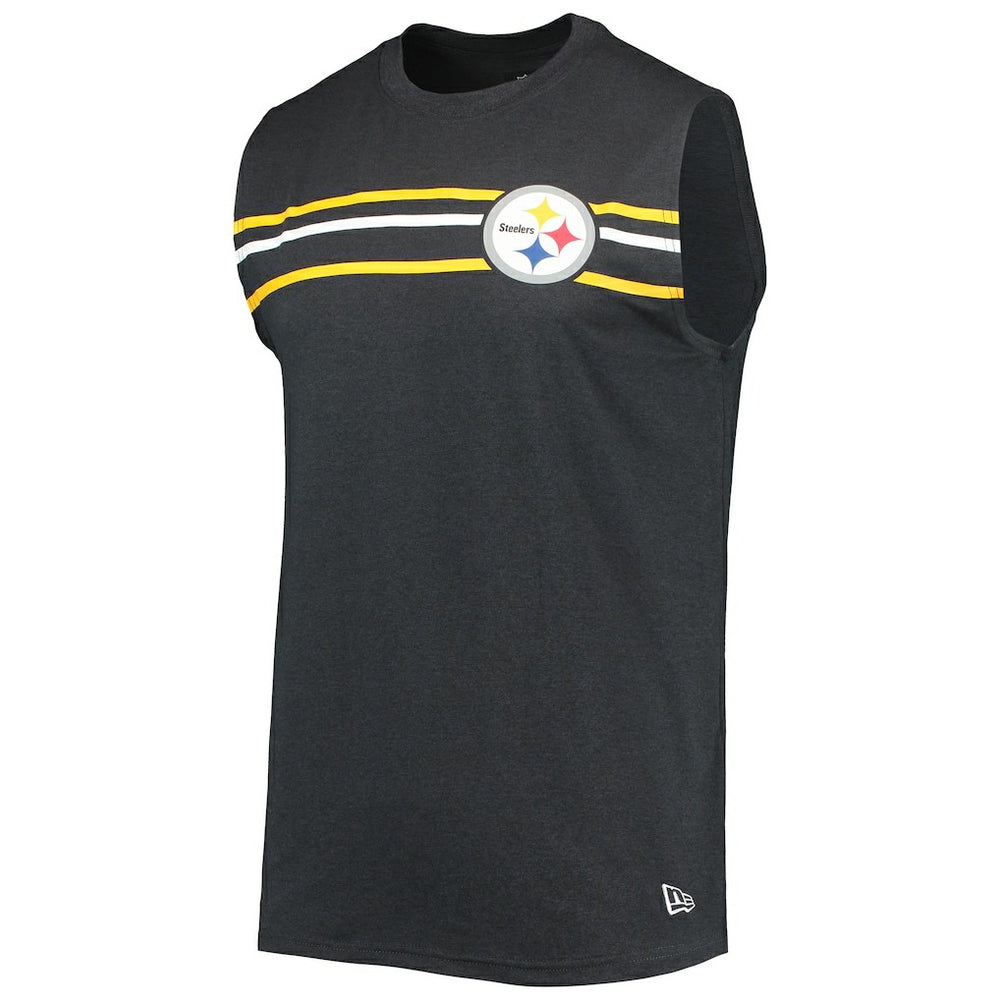 Pittsburgh Steelers New Era Brushed Sleeveless Tank Top - Black Tops