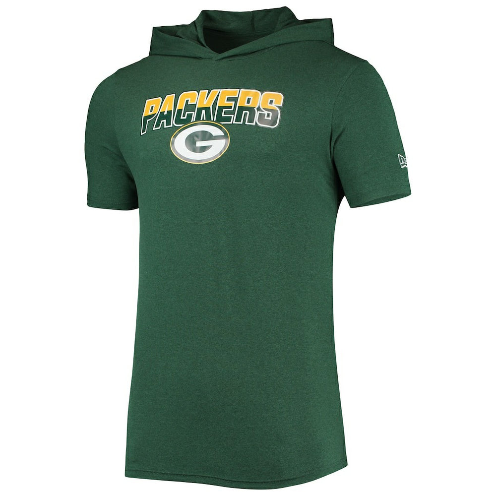 Green Bay Packers New Era Team Brushed Hoodie T-Shirt - Heathered Green Hoodies