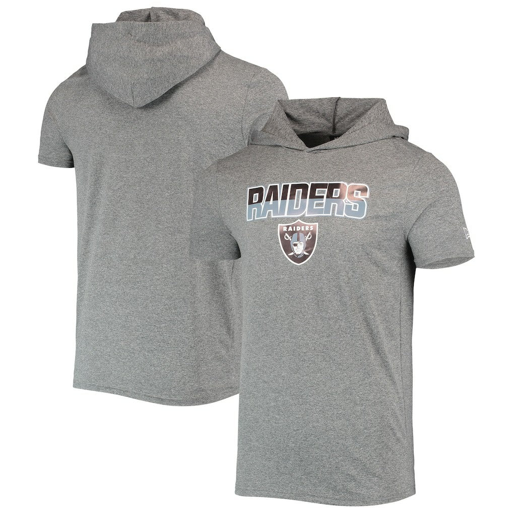 Las Vegas Raiders New Era Team Brushed Hoodie T-Shirt - Heathered Gray Hoodies